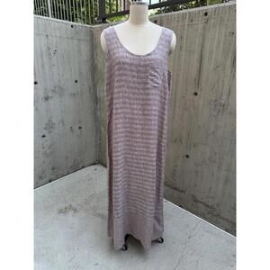 Poetry Maxi 100% Linen Dress Size 12 Or Large Beige Brown